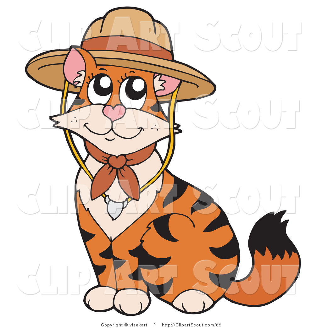 Clipart Of A Cute Tiger Cat Wearing A Scout Hat By Visekart    65