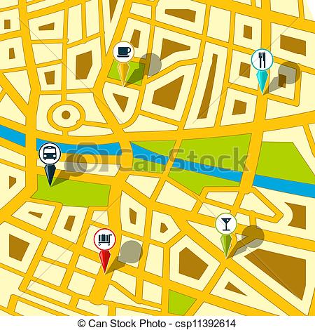 Clipart Of Gps Street Map   Illustration Of A Generic Street Map With
