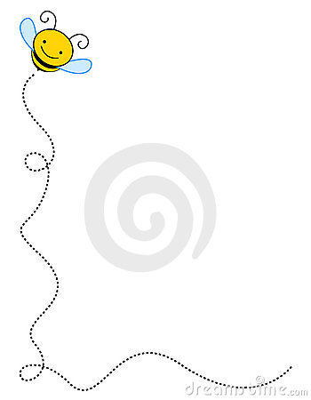 Cute Bee On White Background Page Border   Frame   Corner