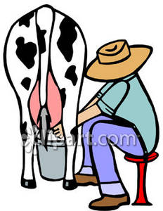 Dairy Farmer Milking A Cow   Royalty Free Clipart Picture