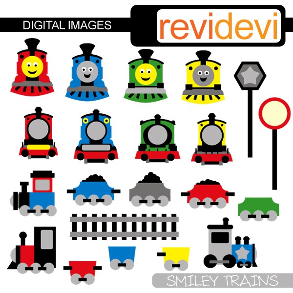 Digital Clip Art Train Smiley Trains 07301 Cute By Revidevi
