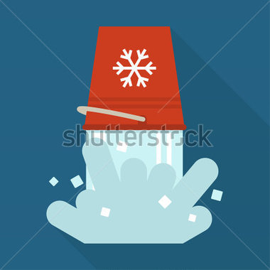 Eis Kaltes Wasser Versch Tten Von Roten Eimer Flache Vektor Icon Mit