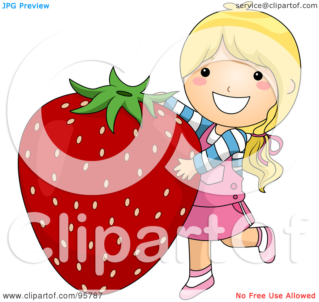 Free  Rf  Clipart Illustration Of A Cute Little Girl Carrying A Giant