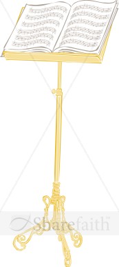 Gold Music Stand And Book   Church Music Clipart