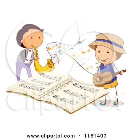     Guitar By A Giant Music Book   Royalty Free Vector Clipart By Colematt