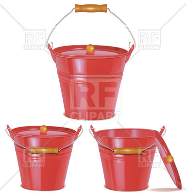Metal Red Bucket With Cover Isolated On White Download Royalty Free