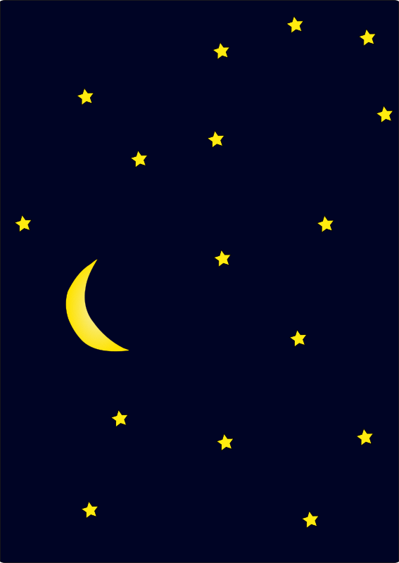 Moon In Dark Night Sky Full Of Stars By Machovka   Moon In Dark Night