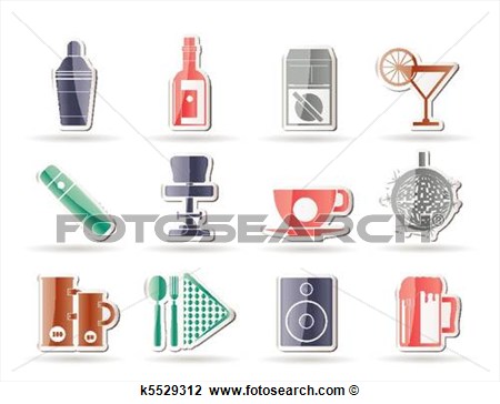 Night Club Bar And Drink Icons View Large Clip Art Graphic