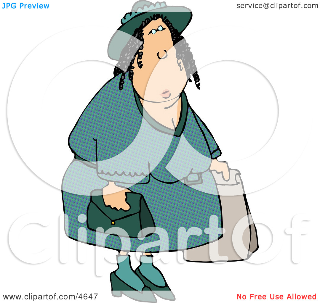 Overweight Woman Shopping Around Clipart By Djart  4647