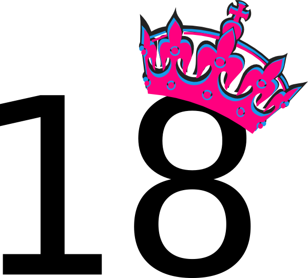 Pink Tilted Tiara And Number 18 Clipart