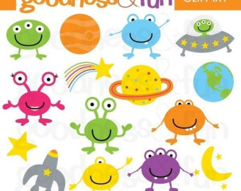 Popular Items For Cute Alien Clipart On Etsy