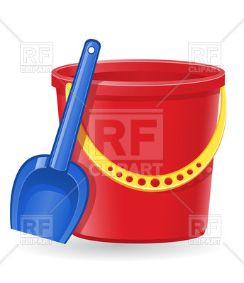 Red Plastic Bucket And Small Kid S Shovel Objects Download Royalty