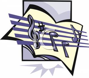 Royalty Free Clipart Image  Music Notes On An Open Book