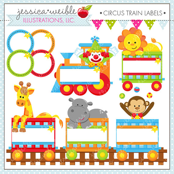 Train Labels Cute Digital Clipart   Commercial Use Ok   Circus Clipart    