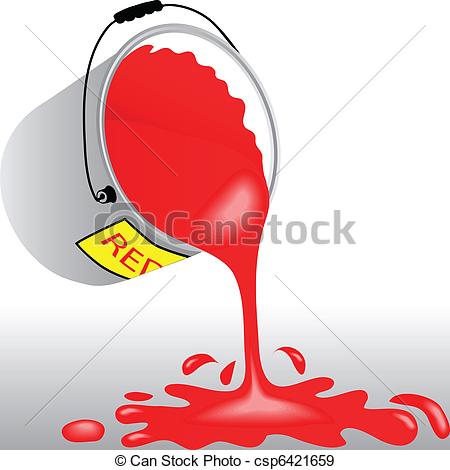 Vector   Bucket With Red Paint   Stock Illustration Royalty Free
