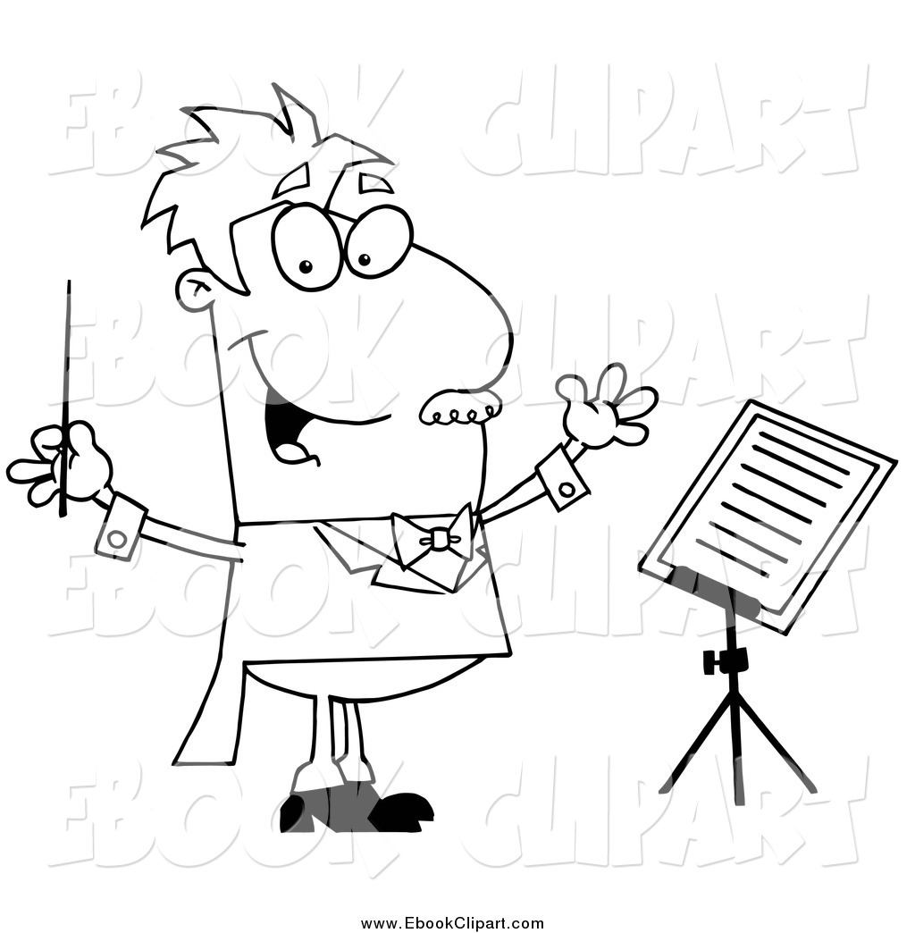     Vector Clip Art Of A Black And White Happy Music Conductor By Hit Toon