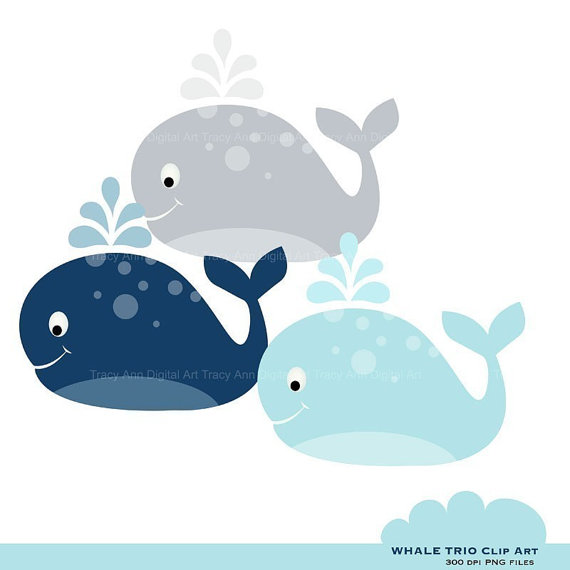 Whale Clipart Commercial And Personal Use Navy Blue And Grey Clip Art    