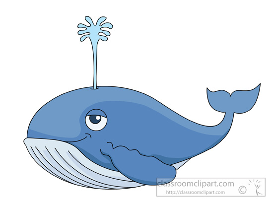Whale Clipart   Whale With Water Out Of Blowhole Cartoon Style Clipart