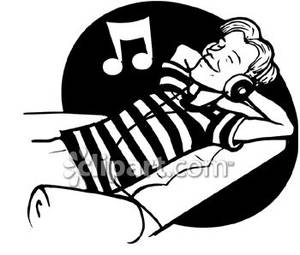White Teenage Boy Listening To Music   Royalty Free Clipart Picture