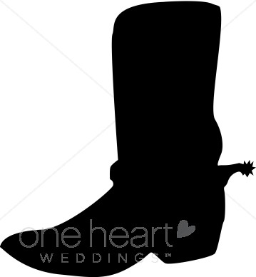 Black Cowboy Boot With Spurs   Western Wedding Clipart