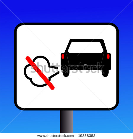 Cartoon Exhaust On No Engine Idling Sign With Exhaust Fumes Jpeg Stock    