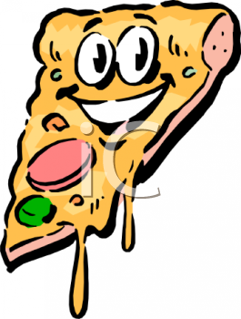 Cartoon Of An Animated Slice Of Pizza   Royalty Free Clipart Picture