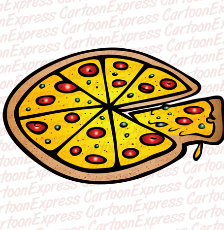 Cartoon Vector Illustration Of A Pepperoni Pizza