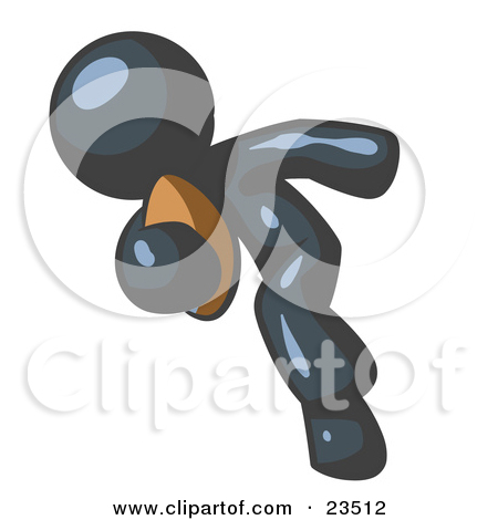 Clipart Illustration Of A Navy Blue Man Running With A Football In