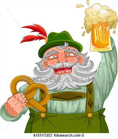 Clipart   Man Holding Beer And Pretzel  Fotosearch   Search Clip Art