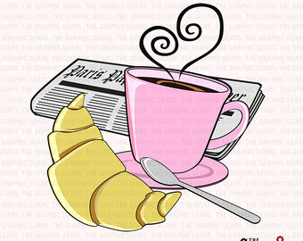Coffee Croissant And Newspaper Cli P Art   French Breakfast Clip Art