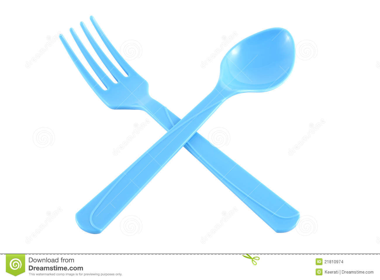 Cross Blue Plastic Spoon And Fork Stock Images   Image  21810974