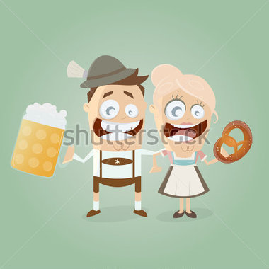 File Browse   Food   Drinks   Bavarian Couple With Beer And Pretzel