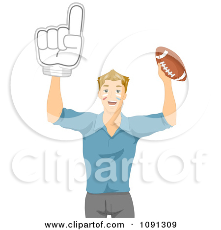 Football Fan Holding Up A Number One Hand And Ball   Royalty Free    