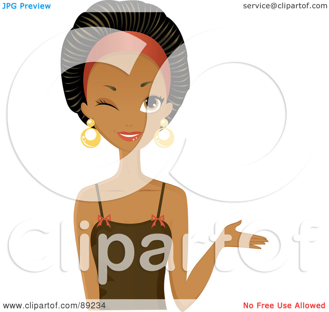 Free  Rf  Clipart Illustration Of A Gorgeous Black Woman Winking