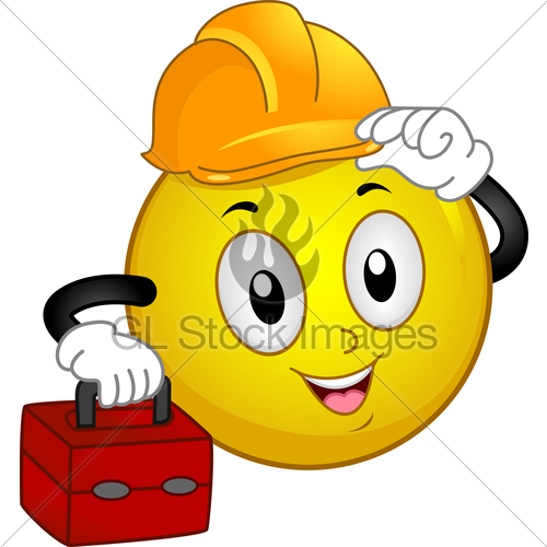 Illustration Of A Smiley Wearing A Hard Hat And