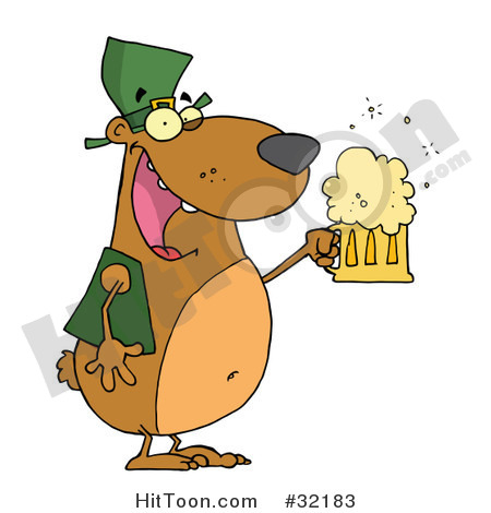 Intoxicated Bear In Green Drinking Beer On St Patrick S Day  32183