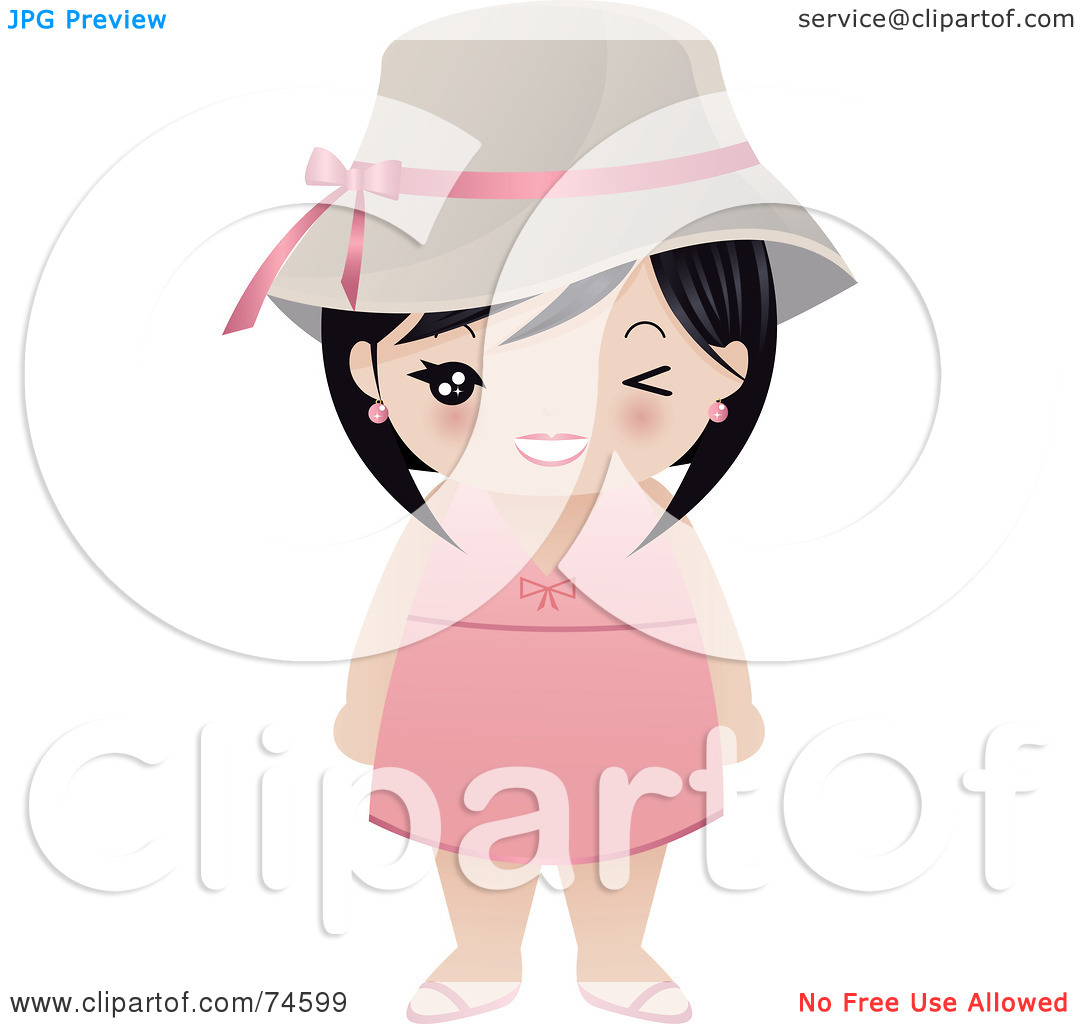 Royalty Free  Rf  Clipart Illustration Of A Winking Asian Woman In A