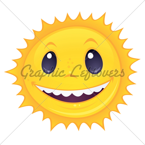 Vector Cartoon Drawing Of A Happy Smiling Sun