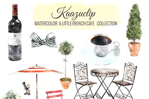 Watercolor A Little French Cafe By Kaazuclip In Graphics