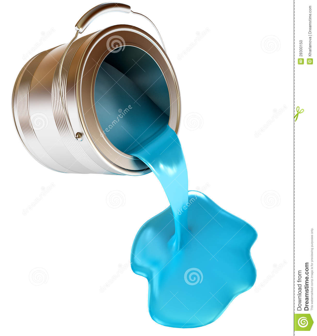 Blue Splash Pouring From Bucket  On White Background  3d Render