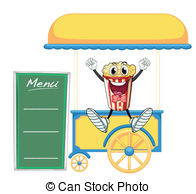 Cart Stall And Popcorn   Illustration Of A Cart Stall And