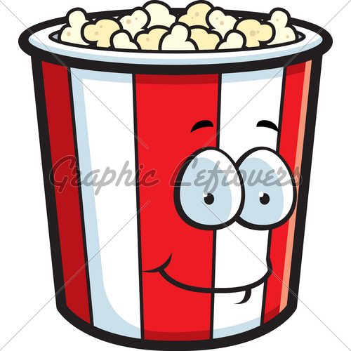 Cartoon Popcorn Bucket Smiling And Happy 