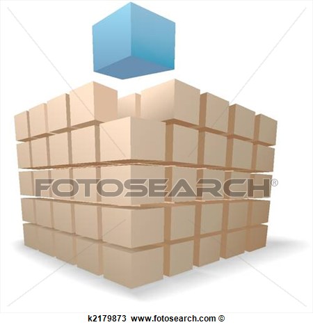 Clipart   Shipping Boxes Puzzle An Abstract Cube Rises Up From Stacks