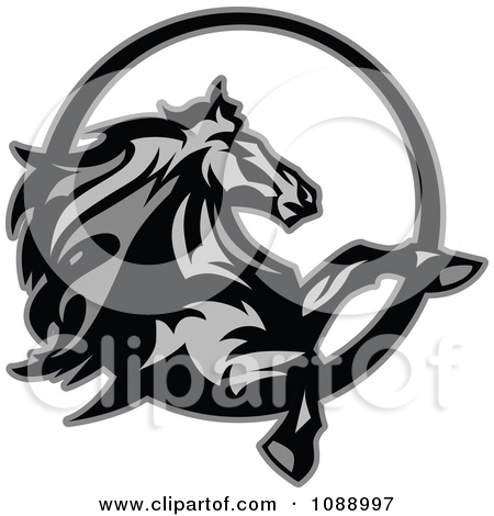 Clipart Strong Mustang Horse Head Mascot   Royalty Free Vector
