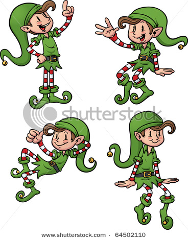 Cute Cartoon Christmas Elves   Vector Clip Art Picture