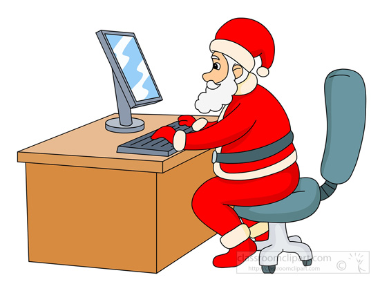 Download Santa Sitting At Desk Using Computer