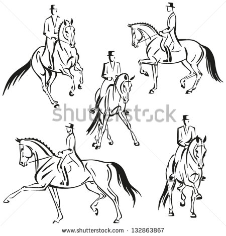Dressage Riders Simplified Silhouettes Of Horse And Rider Performing