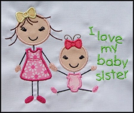 Figures I Love My Big Sister I Love My Baby Sister Applique Designs