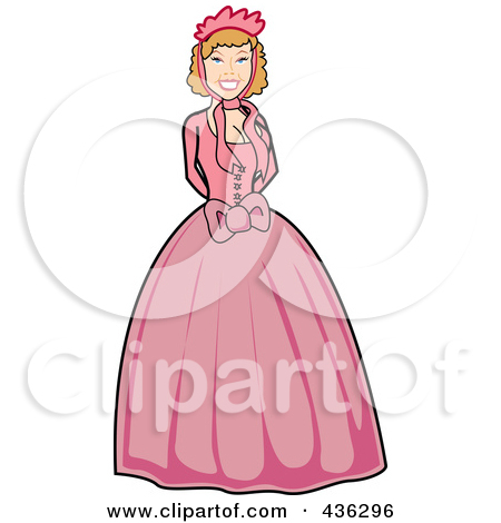 Free  Rf  Clipart Illustration Of A Victorian Woman In A Pink Dress