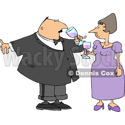 Husband   Wife Drinking Wine At A Party Clipart Illustration   Djart